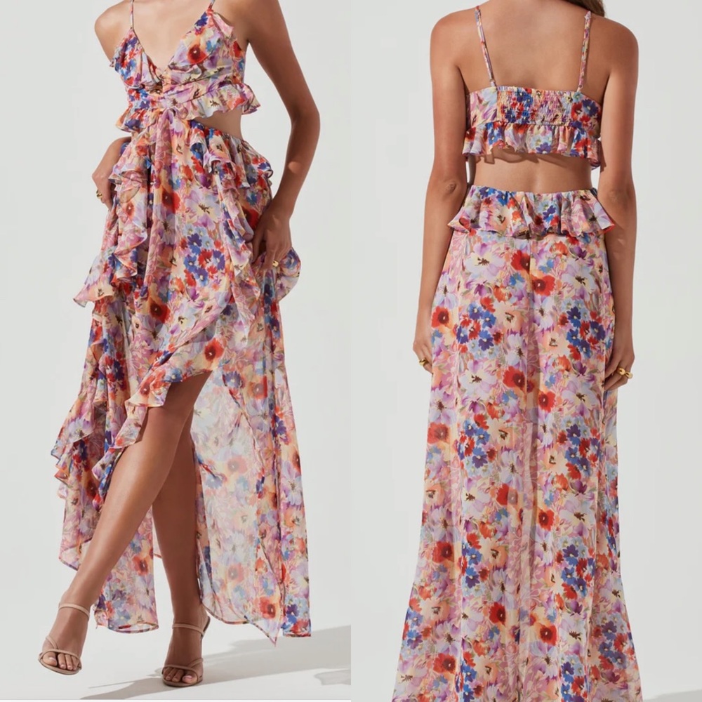 Purple Multi Floral Palace Maxi Dress - Small